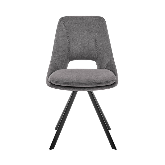 Lexi Dining room Accent Chair in Gray Velvet and Black Finish - Set of 2