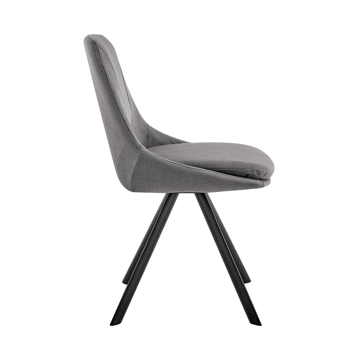 Lexi Dining room Accent Chair in Gray Velvet and Black Finish - Set of 2