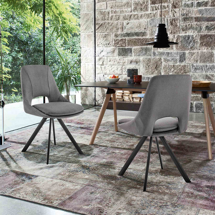 Lexi Dining room Accent Chair in Gray Velvet and Black Finish - Set of 2