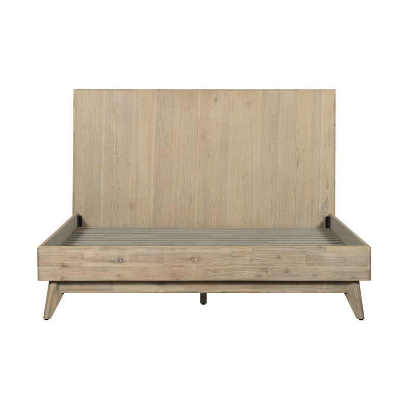 Baly Acacia Mid-Century Gray Sandblast Platform King Bed - Furniture City (CA)l