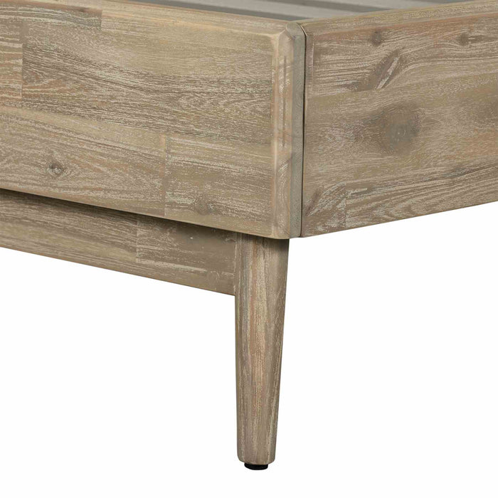 Baly Acacia Mid-Century Gray Sandblast Platform King Bed