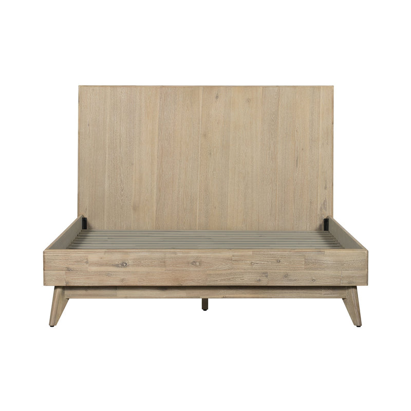 Baly Acacia Mid-Century Gray Sandblast Platform Queen Bed - Furniture City (CA)l