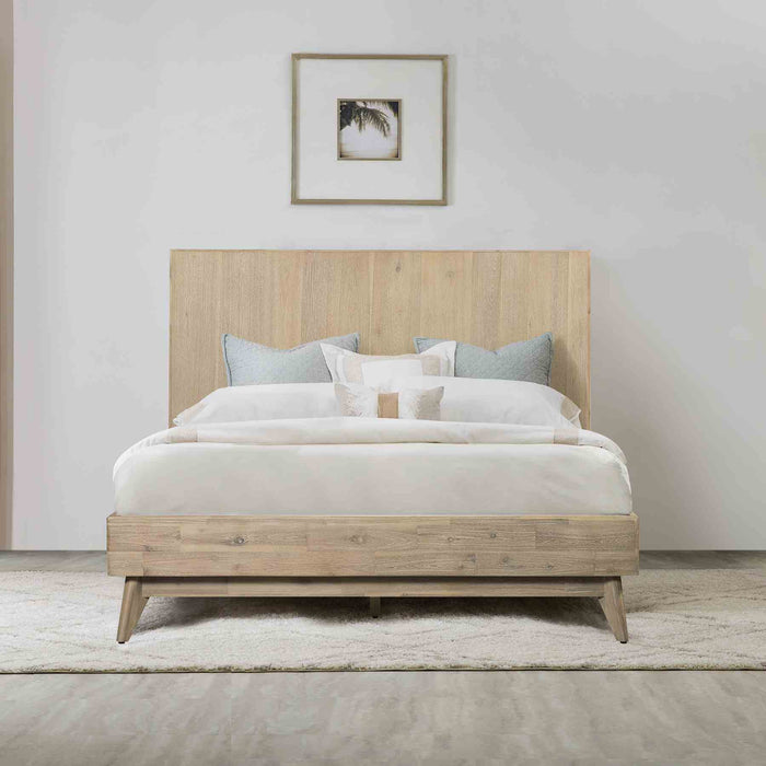 Baly Acacia Mid-Century Gray Sandblast Platform Queen Bed
