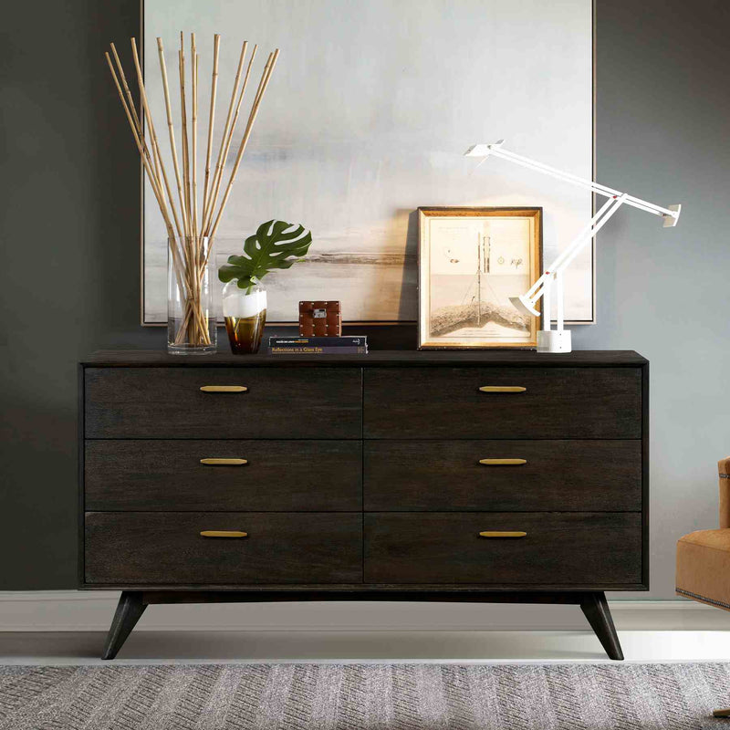 Baly Acacia Mid-Century 6 Drawer Dresser - Furniture City (CA)l