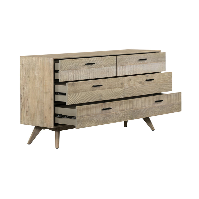 Baly Acacia Mid-Century Gray 6 Drawer Dresser - Furniture City (CA)l