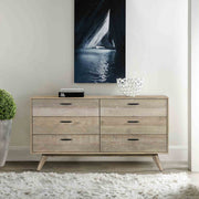 Baly Acacia Mid-Century Gray 6 Drawer Dresser - Furniture City (CA)l
