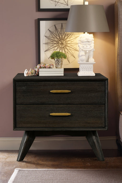 Baly Acacia Mid-Century 2 Drawer Night stand