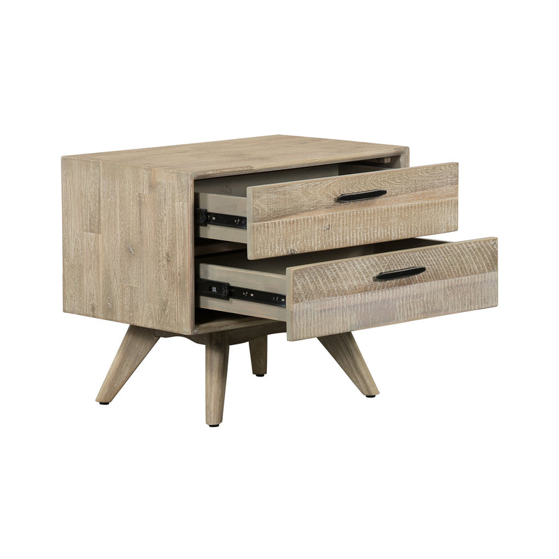 Baly Acacia Mid-Century Gray 2 Drawer Night stand - Furniture City (CA)l