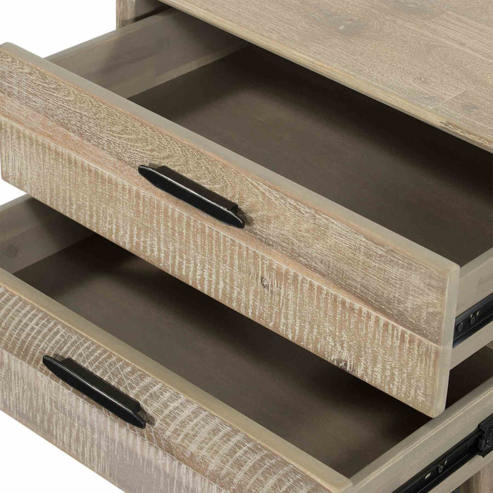 Baly Acacia Mid-Century Gray 2 Drawer Night stand