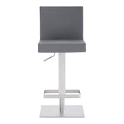 Legacy Adjustable Height Swivel Gray Faux Leather and Brushed Stainless Steel Bar Stool - Furniture City (CA)l