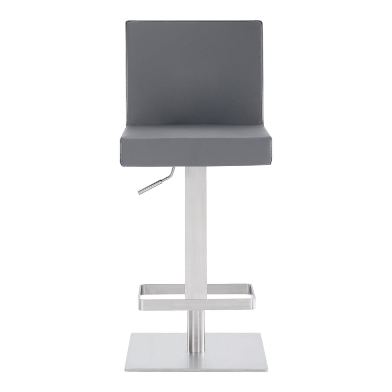 Legacy Adjustable Height Swivel Gray Faux Leather and Brushed Stainless Steel Bar Stool - Furniture City (CA)l