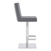 Legacy Adjustable Height Swivel Gray Faux Leather and Brushed Stainless Steel Bar Stool - Furniture City (CA)l