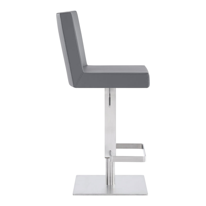 Legacy Adjustable Height Swivel Gray Faux Leather and Brushed Stainless Steel Bar Stool - Furniture City (CA)l