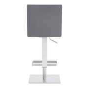 Legacy Adjustable Height Swivel Gray Faux Leather and Brushed Stainless Steel Bar Stool - Furniture City (CA)l