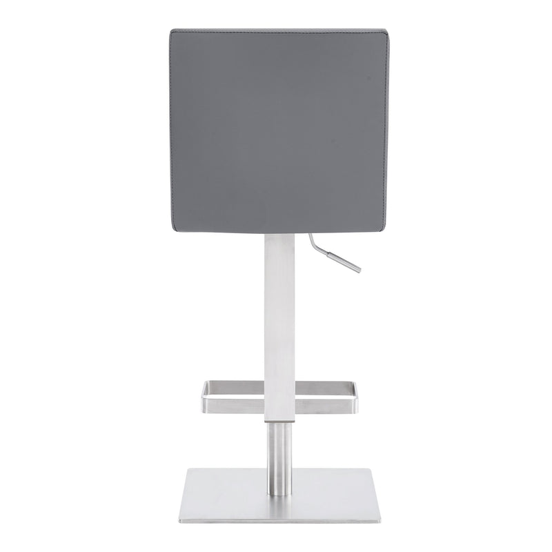 Legacy Adjustable Height Swivel Gray Faux Leather and Brushed Stainless Steel Bar Stool - Furniture City (CA)l