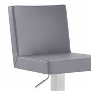 Legacy Adjustable Height Swivel Gray Faux Leather and Brushed Stainless Steel Bar Stool - Furniture City (CA)l