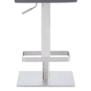 Legacy Adjustable Height Swivel Gray Faux Leather and Brushed Stainless Steel Bar Stool - Furniture City (CA)l