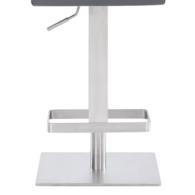 Legacy Adjustable Height Swivel Gray Faux Leather and Brushed Stainless Steel Bar Stool - Furniture City (CA)l