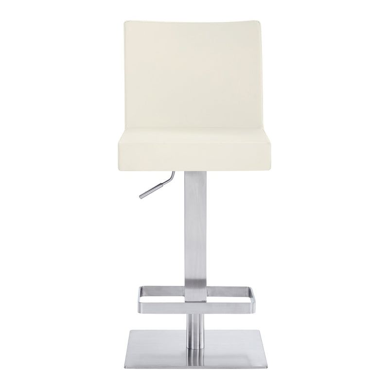 Legacy Adjustable Height Swivel Off-White Faux Leather and Brushed Stainless Steel Bar Stool - Furniture City (CA)l