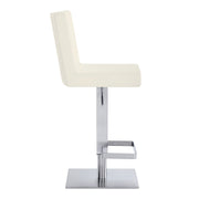 Legacy Adjustable Height Swivel Off-White Faux Leather and Brushed Stainless Steel Bar Stool - Furniture City (CA)l