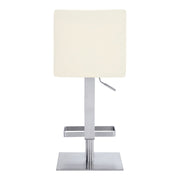 Legacy Adjustable Height Swivel Off-White Faux Leather and Brushed Stainless Steel Bar Stool - Furniture City (CA)l