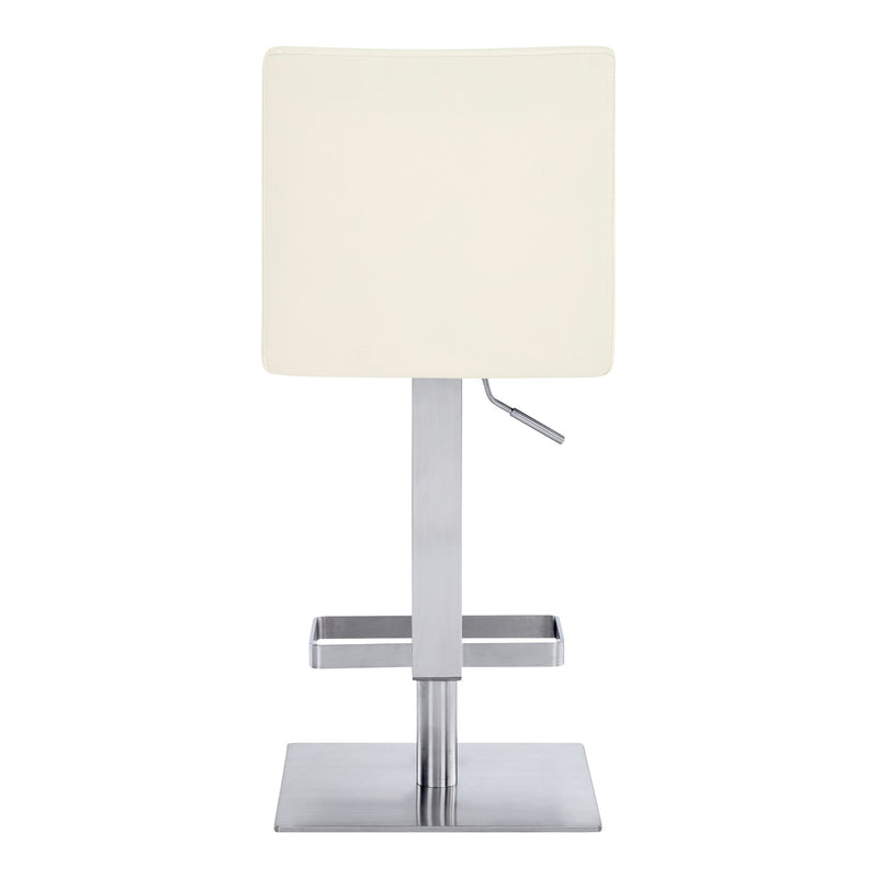 Legacy Adjustable Height Swivel Off-White Faux Leather and Brushed Stainless Steel Bar Stool - Furniture City (CA)l
