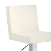 Legacy Adjustable Height Swivel Off-White Faux Leather and Brushed Stainless Steel Bar Stool - Furniture City (CA)l