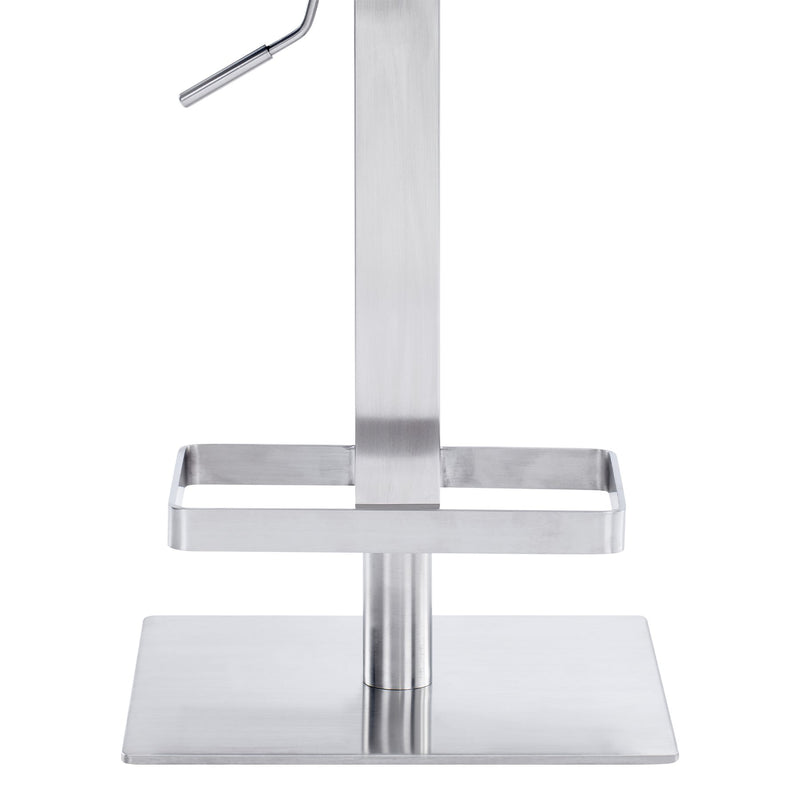 Legacy Adjustable Height Swivel Off-White Faux Leather and Brushed Stainless Steel Bar Stool - Furniture City (CA)l