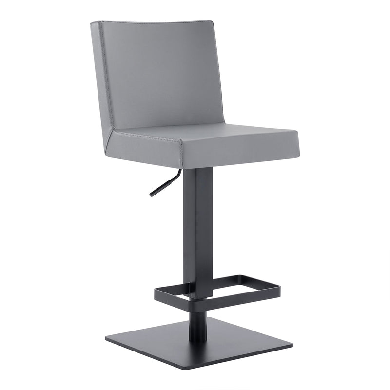 Legacy Adjustable Height Swivel Gray Faux Leather and Black Metal Bar Stool - Furniture City (CA)l