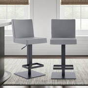 Legacy Adjustable Height Swivel Gray Faux Leather and Black Metal Bar Stool - Furniture City (CA)l