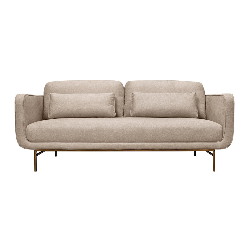Lilou 77" Beige Fabric Sofa with Antique Brass Metal Legs - Furniture City (CA)l