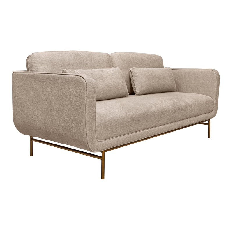 Lilou 77" Beige Fabric Sofa with Antique Brass Metal Legs - Furniture City (CA)l