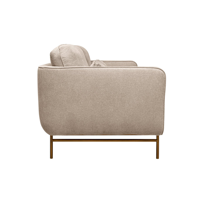Lilou 77" Beige Fabric Sofa with Antique Brass Metal Legs - Furniture City (CA)l
