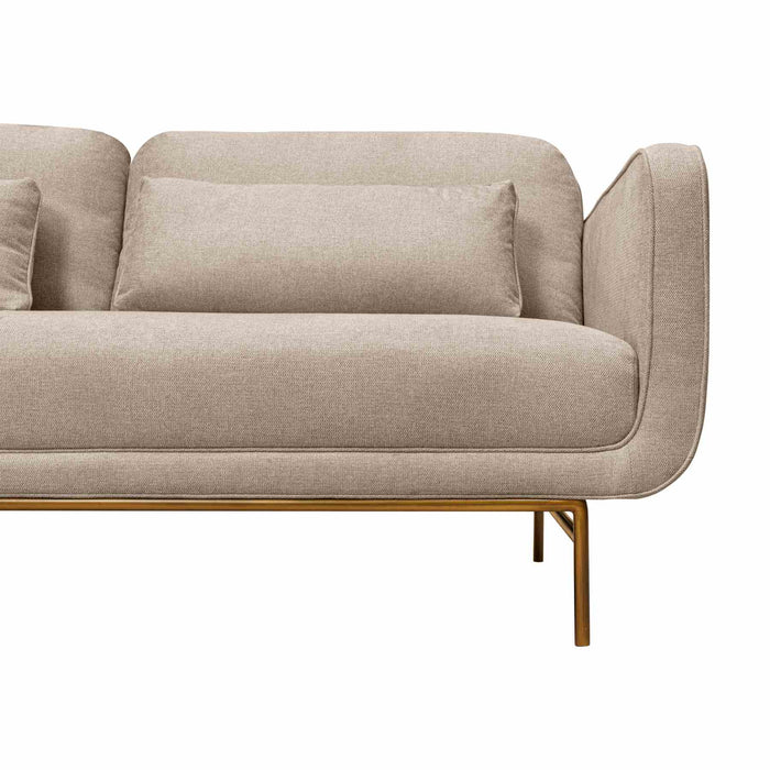 Lilou 77" Beige Fabric Sofa with Antique Brass Metal Legs