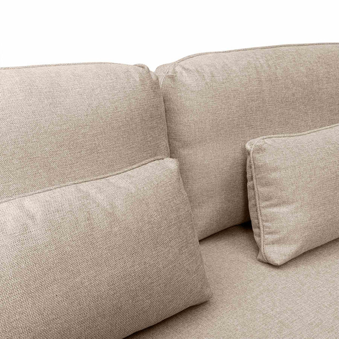 Lilou 77" Beige Fabric Sofa with Antique Brass Metal Legs