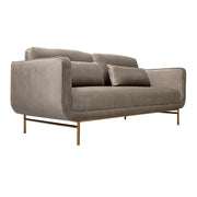 Lilou 77" Fossil Gray Velvet Sofa with Antique Brass Metal Legs - Furniture City (CA)l
