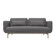 Lilou 77" Gray Fabric Sofa with Antique Brass Metal Legs - Furniture City (CA)l