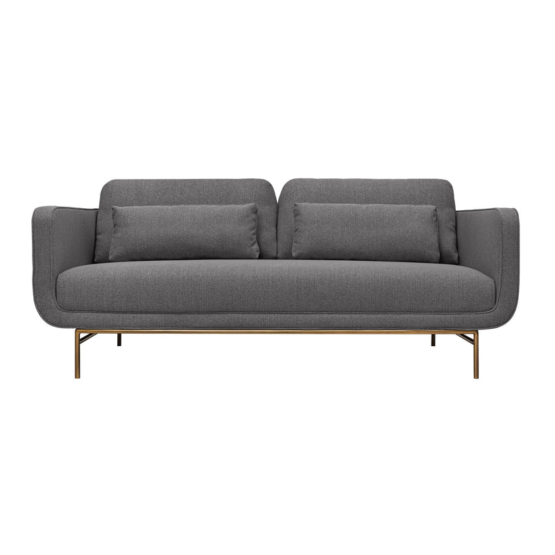 Lilou 77" Gray Fabric Sofa with Antique Brass Metal Legs - Furniture City (CA)l