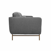 Lilou 77" Gray Fabric Sofa with Antique Brass Metal Legs - Furniture City (CA)l