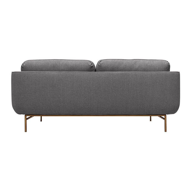 Lilou 77" Gray Fabric Sofa with Antique Brass Metal Legs - Furniture City (CA)l