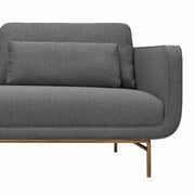 Lilou 77" Gray Fabric Sofa with Antique Brass Metal Legs - Furniture City (CA)l