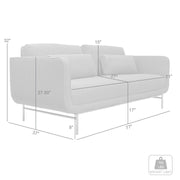 Lilou 77" Gray Fabric Sofa with Antique Brass Metal Legs - Furniture City (CA)l