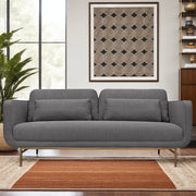 Lilou 77" Gray Fabric Sofa with Antique Brass Metal Legs - Furniture City (CA)l