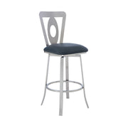 Lola Contemporary 26" Counter Height Barstool in Brushed Stainless Steel Finish and Gray Faux Leather - Furniture City (CA)l