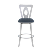 Lola Contemporary 26" Counter Height Barstool in Brushed Stainless Steel Finish and Gray Faux Leather - Furniture City (CA)l