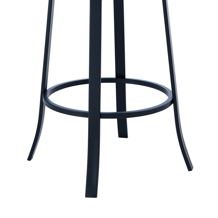 Lola Contemporary 26" Counter Height Barstool in Matte Black Finish and Gray Faux Leather