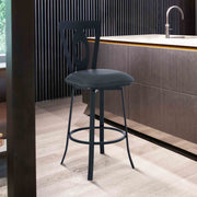 Lola Contemporary 26" Counter Height Barstool in Matte Black Finish and Gray Faux Leather - Furniture City (CA)l