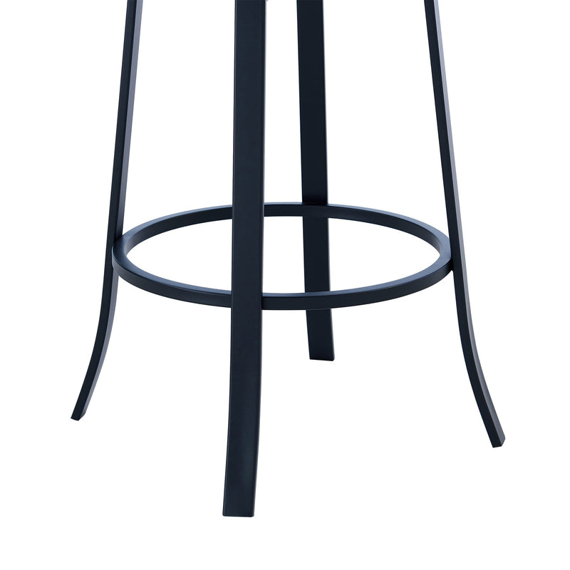 Lola Contemporary 30" Bar Height Barstool in Matte Black Finish and Gray Faux Leather - Furniture City (CA)l
