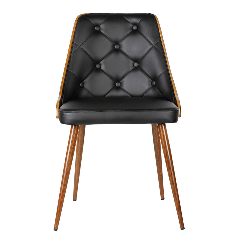 Lily Mid-Century Dining Chair in Walnut Finish and Black Faux Leather - Furniture City (CA)l