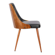 Lily Mid-Century Dining Chair in Walnut Finish and Black Faux Leather - Furniture City (CA)l